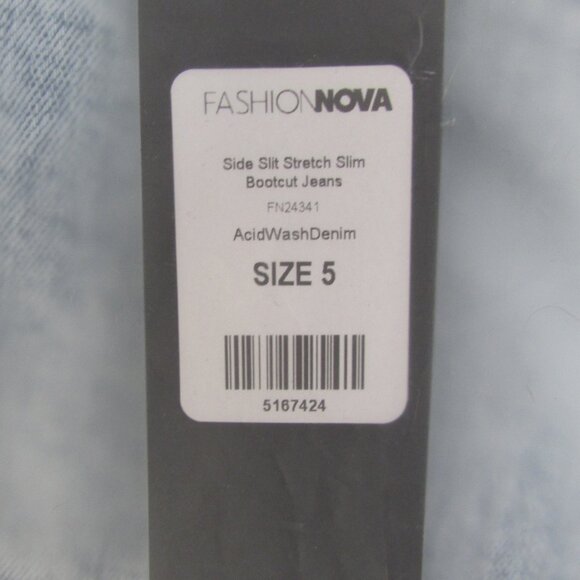 Side Slit Stretch Slim Bootcut Jeans || Acid Wash Denim (SIZE 5) - Picture 7 of 7